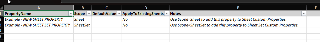 Create custom properties in Excel